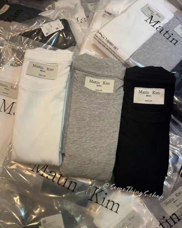 韓國 🇰🇷 Matin Kim 經典 Small Logo 100% 純棉 Unisex T-Shirt 3件 超值套裝｜黑色、灰色、白色