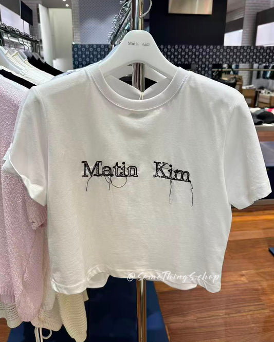 韓國 🇰🇷 Matin Kim Thread Logo Crop Top 黑色短版上衣