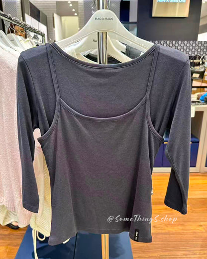 韓國 🇰🇷 Matin Kim 女裝 7分袖 Ribbed Top & Tank layered 柔軟薄混紡 2件套