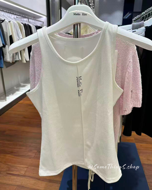 韓國 🇰🇷 Matin Kim W Pintuck LOGO sleeveless top 女裝背心
