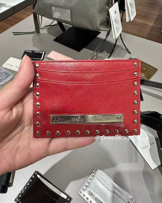 韓國 🇰🇷 Matin Kim Western Stud Card Wallet   100% 牛皮 皮革 窩釘 短版金屬 Logo 卡片包