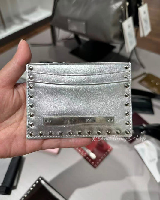 韓國 🇰🇷 Matin Kim Western Stud Card Wallet   100% 牛皮 皮革 窩釘 短版金屬 Logo 卡片包