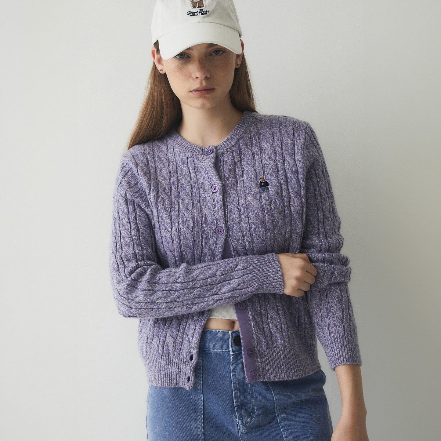 韓國 🇰🇷 WHO.A.U Steve Women's Round Neck Knitwear 女裝 圓領 套頭 針織外套 毛衣｜Purple • Mint