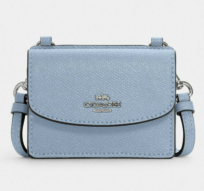 Coach Flap Card Case On Lanyard Crossbody Wallet 粉藍色 小癈包 卡包 斜孭袋