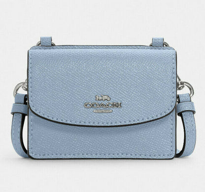 Coach Flap Card Case On Lanyard Crossbody Wallet 粉藍色 小癈包 卡包 斜孭袋