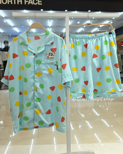 韓國 🇰🇷 SPAO x 蠟筆小新 夏日 西瓜系列 unisex 成人 短袖睡衣套裝
