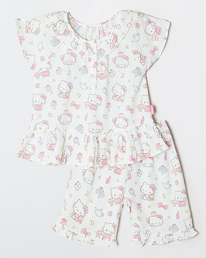 韓國 🇰🇷 SPAO Kid x Sanrio 女童短袖 荷葉邊 睡衣套裝｜Cinnamoroll ⦁ Hello Kitty ⦁ My Melody