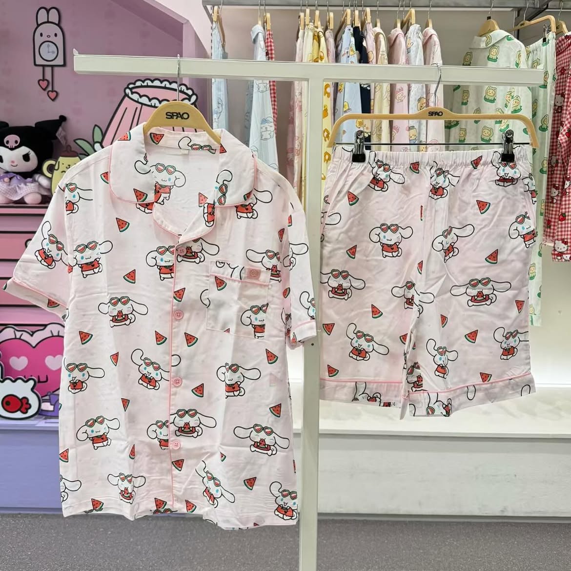 韓國 🇰🇷 SPAO Kid x Sanrio 西瓜系列 unisex 兒童短袖睡衣套裝｜Hello Kitty ⦁ Pochacco ⦁ 布甸狗 ⦁ Kerokerokeroppi⦁ 大耳狗⦁