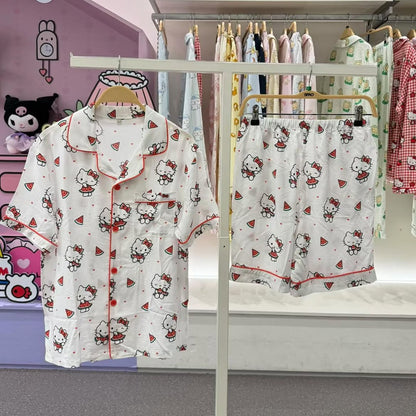 韓國 🇰🇷 SPAO Kid x Sanrio 西瓜系列 unisex 兒童短袖睡衣套裝｜Hello Kitty ⦁ Pochacco ⦁ 布甸狗 ⦁ Kerokerokeroppi⦁ 大耳狗⦁