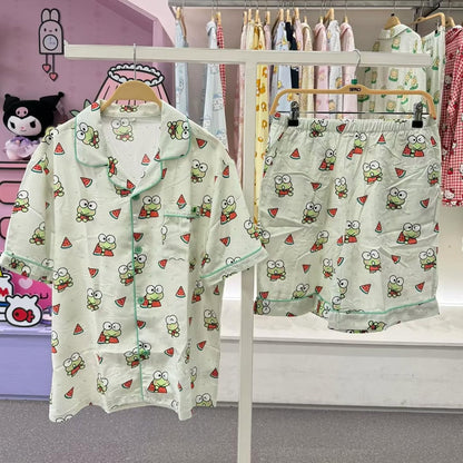 韓國 🇰🇷 SPAO Kid x Sanrio 西瓜系列 unisex 兒童短袖睡衣套裝｜Hello Kitty ⦁ Pochacco ⦁ 布甸狗 ⦁ Kerokerokeroppi⦁ 大耳狗⦁