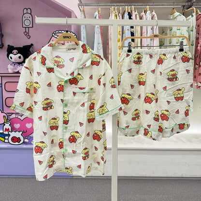 韓國 🇰🇷 SPAO Kid x Sanrio 西瓜系列 unisex 兒童短袖睡衣套裝｜Hello Kitty ⦁ Pochacco ⦁ 布甸狗 ⦁ Kerokerokeroppi⦁ 大耳狗⦁