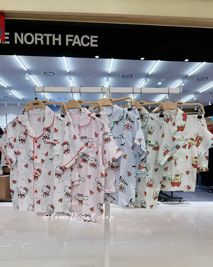 韓國 🇰🇷 SPAO Kid x Sanrio 西瓜系列 unisex 兒童短袖睡衣套裝｜Hello Kitty ⦁ Pochacco ⦁ 布甸狗 ⦁ Kerokerokeroppi⦁ 大耳狗⦁