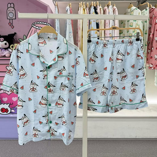 韓國 🇰🇷 SPAO Kid x Sanrio 西瓜系列 unisex 兒童短袖睡衣套裝｜Hello Kitty ⦁ Pochacco ⦁ 布甸狗 ⦁ Kerokerokeroppi⦁ 大耳狗⦁