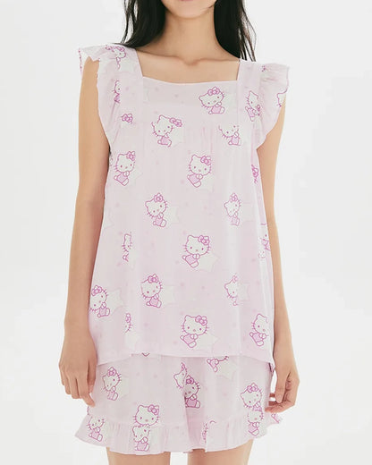 韓國 🇰🇷 SPAO x Sanrio 成人 荷葉邊無袖 女裝睡衣套裝｜Hello Kitty ⦁ Pochacco
