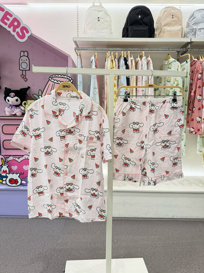 韓國 🇰🇷 SPAO x Sanrio 夏日 西瓜系列 unisex 成人 短袖睡衣套裝｜Hello Kitty ⦁ 水怪