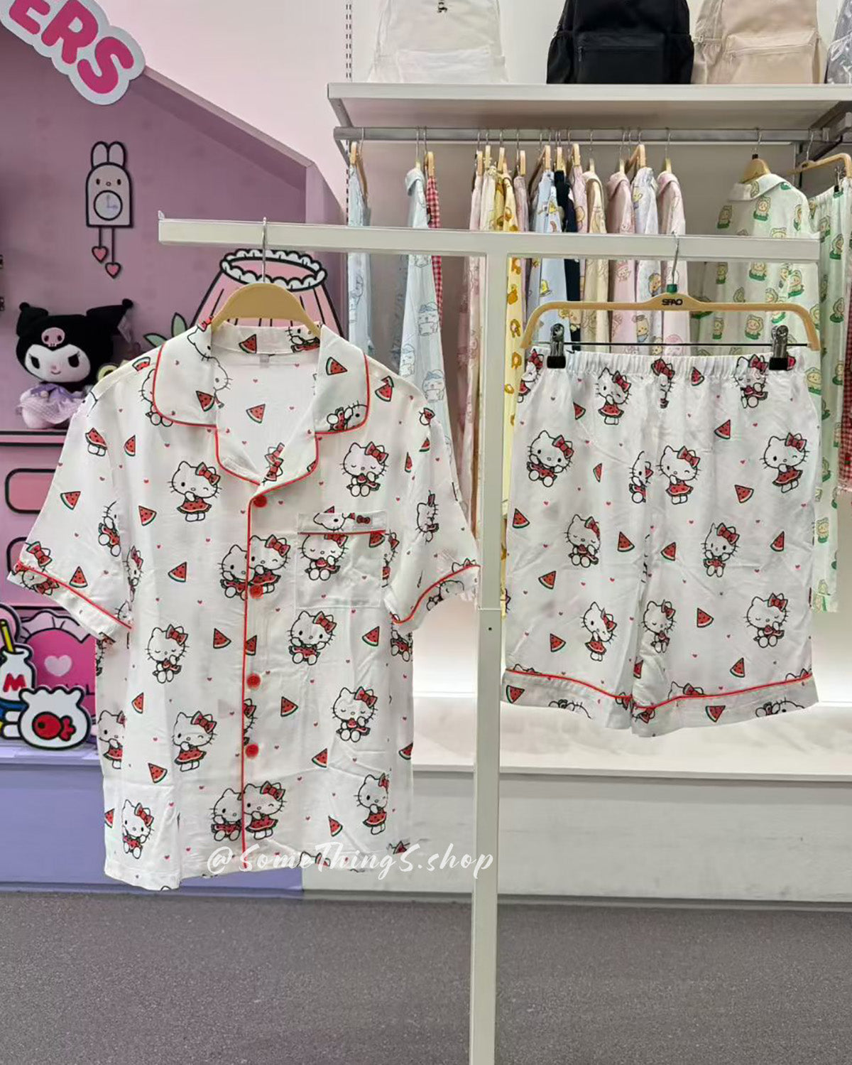 韓國 🇰🇷 SPAO x Sanrio 西瓜系列 unisex 成人 短袖睡衣套裝｜Hello Kitty ⦁ 水怪