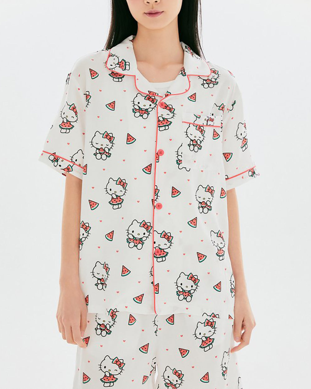 韓國 🇰🇷 SPAO x Sanrio 西瓜系列 unisex 成人 短袖睡衣套裝｜Hello Kitty ⦁ 水怪