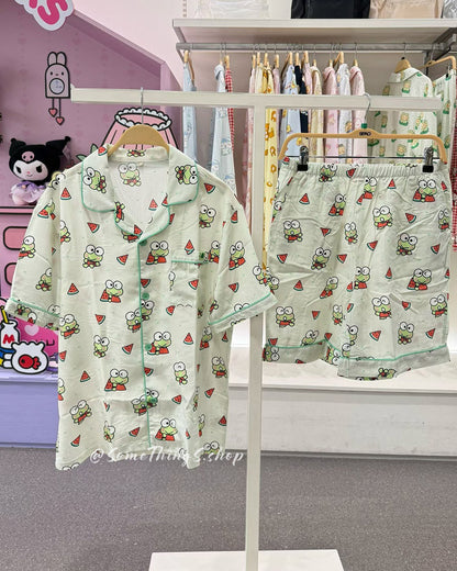 韓國 🇰🇷 SPAO x Sanrio 夏日 西瓜系列 unisex 成人 短袖睡衣套裝｜Hello Kitty ⦁ 水怪