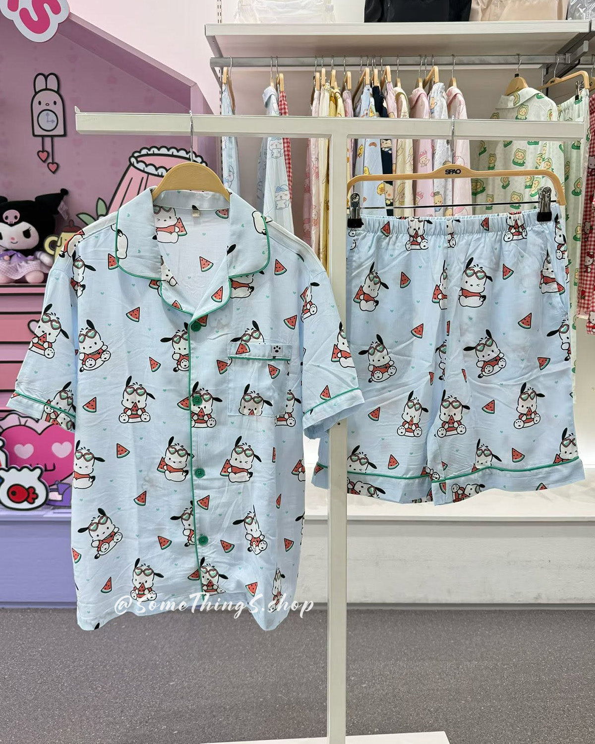 韓國 🇰🇷 SPAO x Sanrio 夏日 西瓜系列 unisex 成人 短袖睡衣套裝｜Hello Kitty ⦁ 水怪