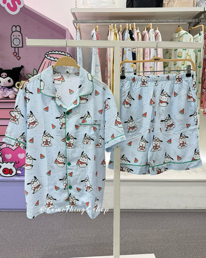 韓國 🇰🇷 SPAO x Sanrio 夏日 西瓜系列 unisex 成人 短袖睡衣套裝｜Hello Kitty ⦁ 水怪