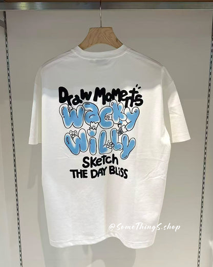 韓國🇰🇷 Wacky Willy Color Typo Graphic Unisex Oversized 短袖 Tee
