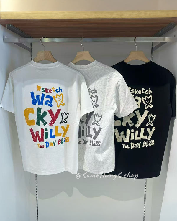 韓國🇰🇷 Wacky Willy Slogan Typo 藝術字 Unisex Oversize 短袖 Tee