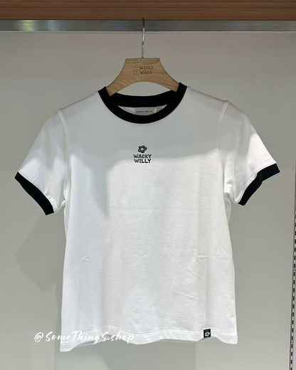 韓國🇰🇷 Wacky Willy 經典滾邊 短版短袖女裝 tee