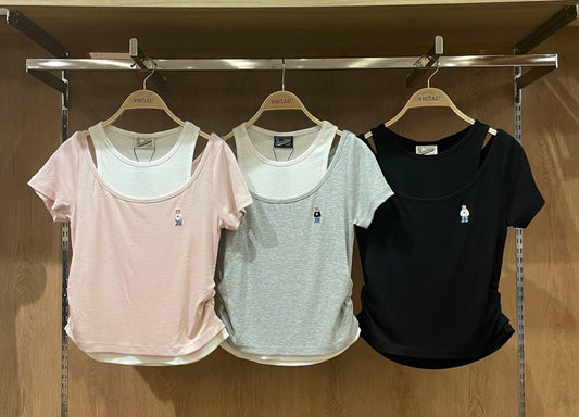 韓國 🇰🇷 WHO.A.U Steve Ribbed 女裝 T-Shirt 連背心 2件套